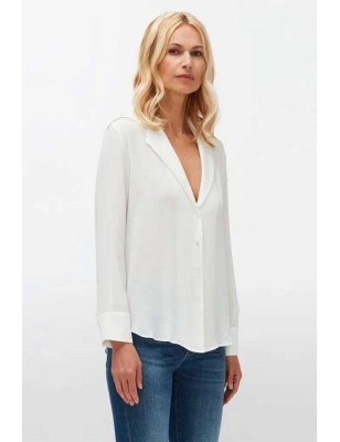 7 FOR ALL MANKIND V-Neck Shirt Acetate Silk Off White