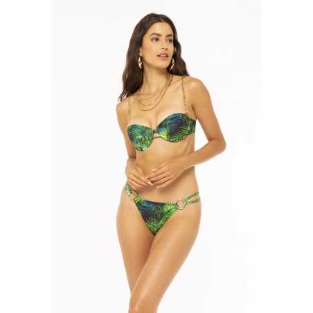 4GIVENESS Bikini balconcino e slip anelli green tropic